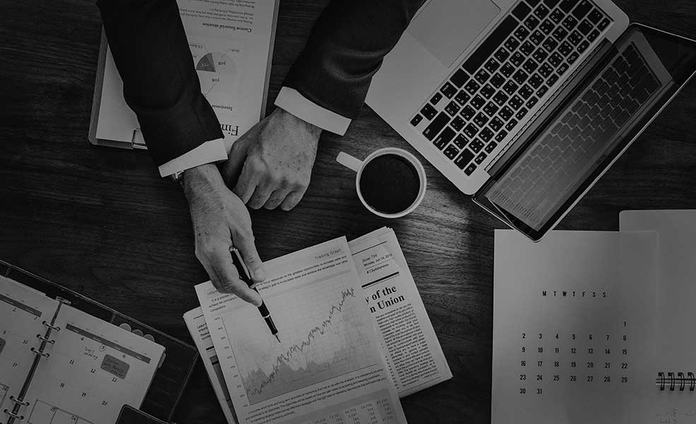 Finclair: FAQ - Aerial view business data analysis graph