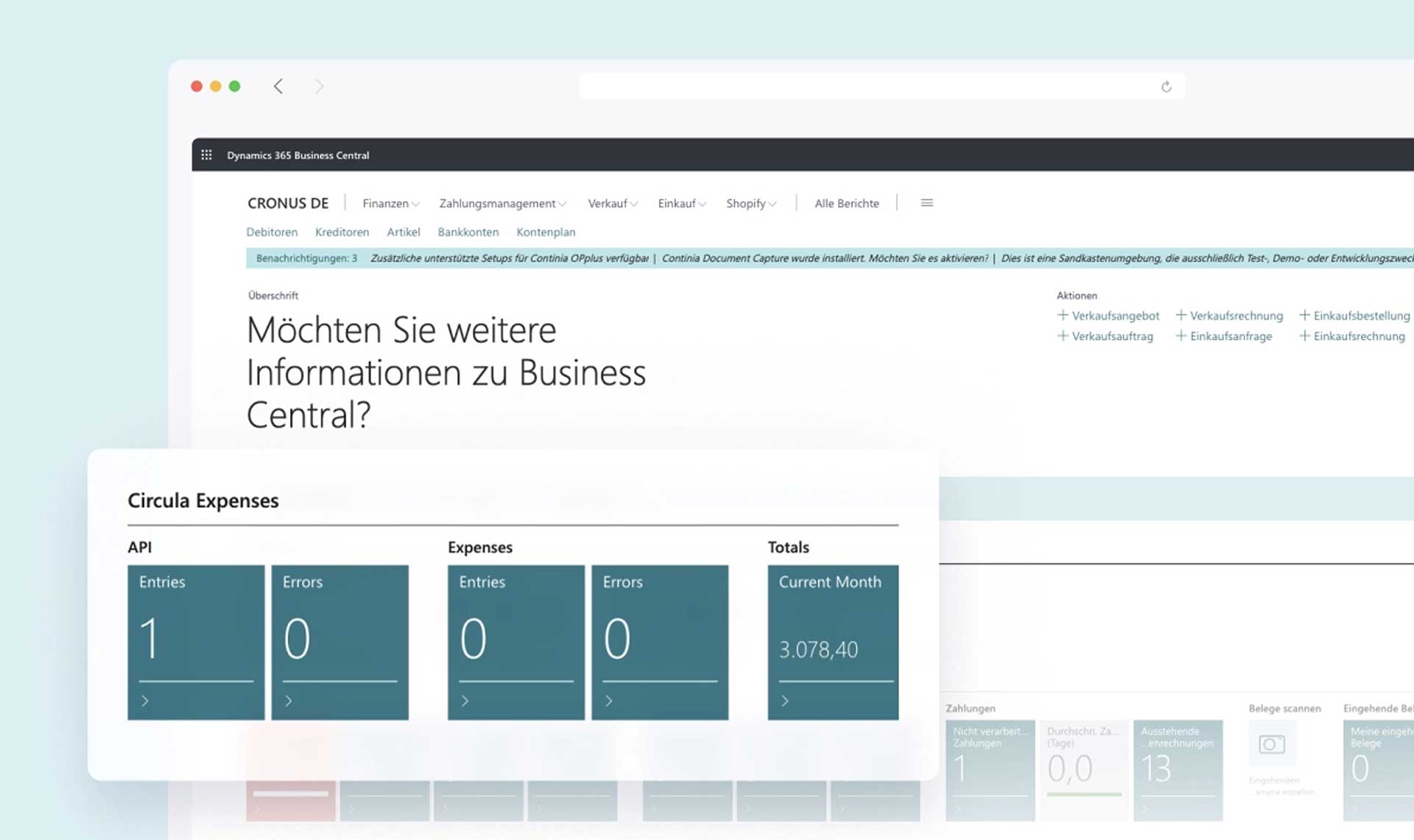 Finclair: Finance App - Circula Business Central - Expenses Screenshot